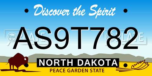 AS9T782 North Dakota License Plate