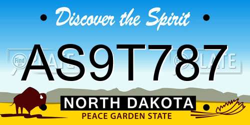 AS9T787 North Dakota License Plate