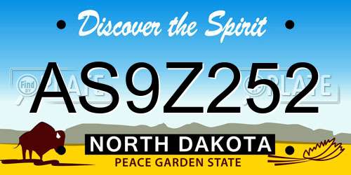 AS9Z252 North Dakota License Plate