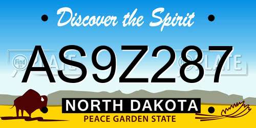 AS9Z287 North Dakota License Plate