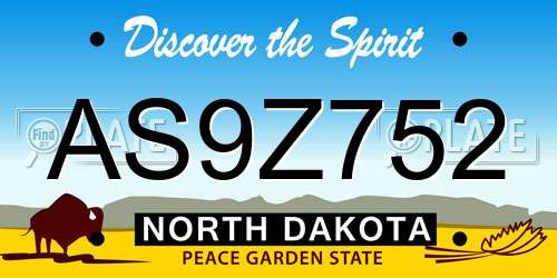 AS9Z752 North Dakota License Plate