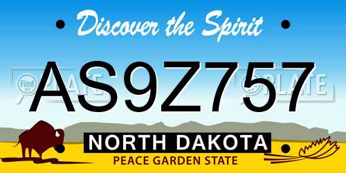 AS9Z757 North Dakota License Plate