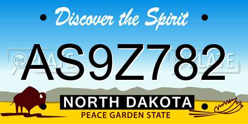 AS9Z782 North Dakota License Plate