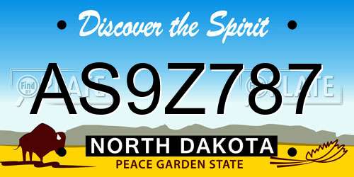 AS9Z787 North Dakota License Plate