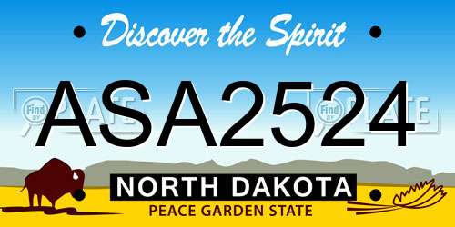 ASA2524 North Dakota License Plate