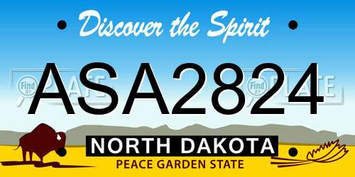 ASA2824 North Dakota License Plate