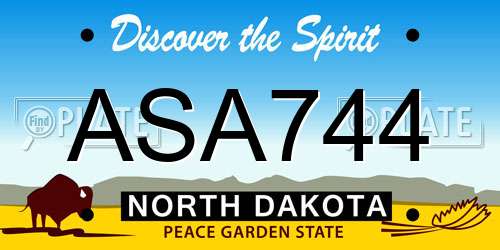 ASA744 North Dakota License Plate