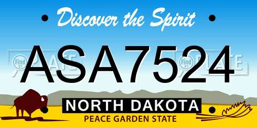 ASA7524 North Dakota License Plate