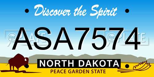 ASA7574 North Dakota License Plate