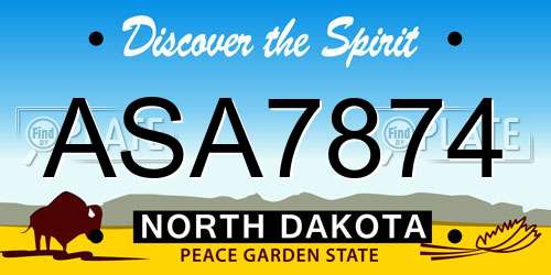 ASA7874 North Dakota License Plate