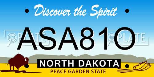 ASA81O North Dakota License Plate