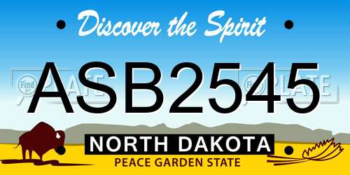 ASB2545 North Dakota License Plate