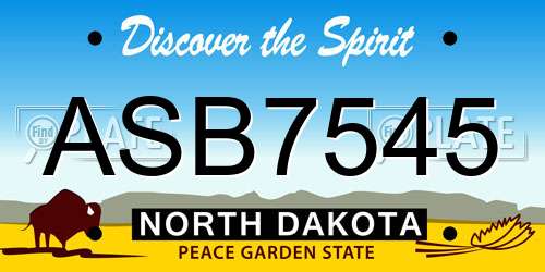 ASB7545 North Dakota License Plate