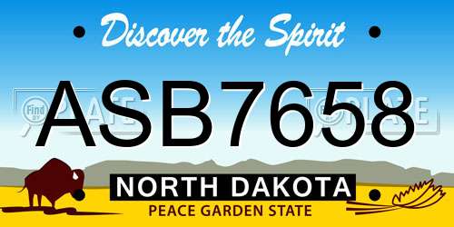 ASB7658 North Dakota License Plate