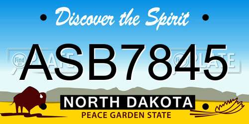 ASB7845 North Dakota License Plate