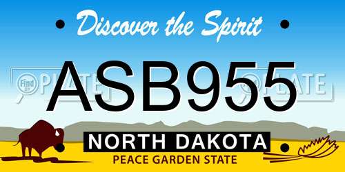 ASB955 North Dakota License Plate