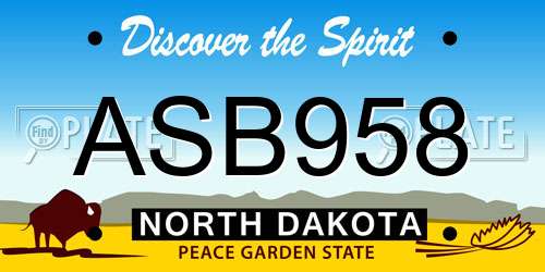 ASB958 North Dakota License Plate