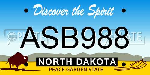 ASB988 North Dakota License Plate