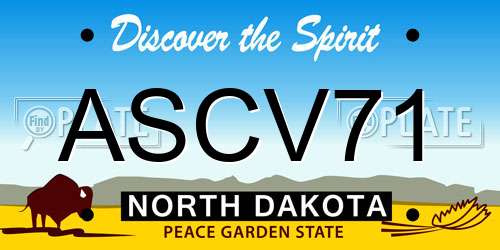 ASCV71 North Dakota License Plate