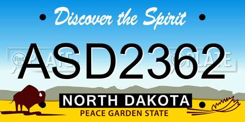 ASD2362 North Dakota License Plate