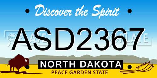 ASD2367 North Dakota License Plate