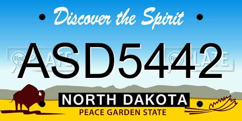 ASD5442 North Dakota License Plate