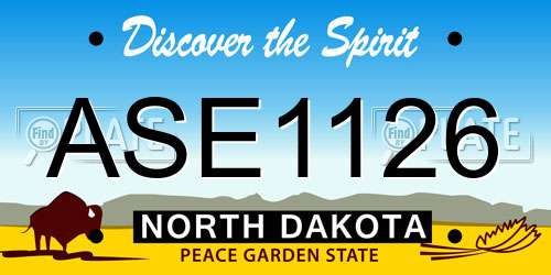 ASE1126 North Dakota License Plate