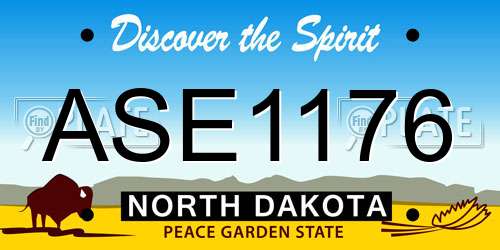 ASE1176 North Dakota License Plate
