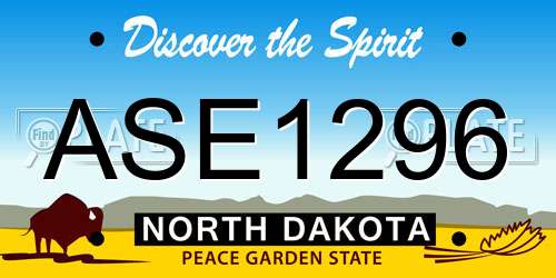 ASE1296 North Dakota License Plate