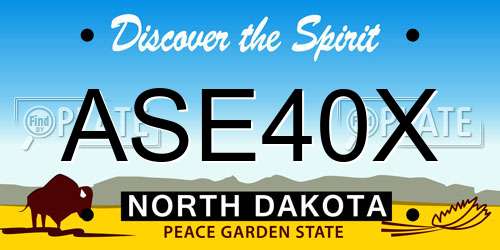 ASE40X North Dakota License Plate