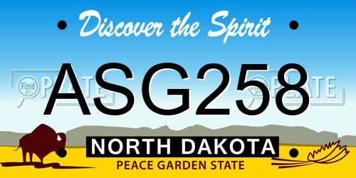 ASG258 North Dakota License Plate