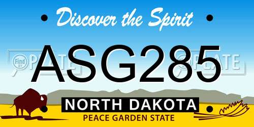 ASG285 North Dakota License Plate