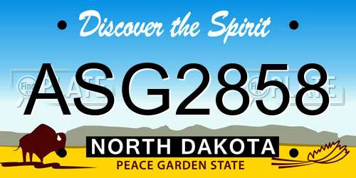 ASG2858 North Dakota License Plate
