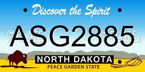 ASG2885 North Dakota License Plate