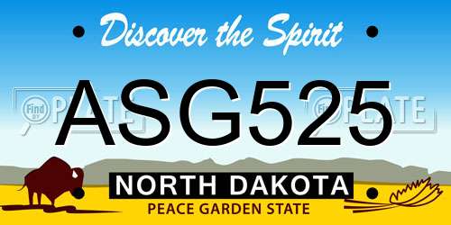 ASG525 North Dakota License Plate