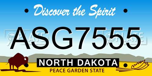 ASG7555 North Dakota License Plate