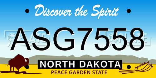 ASG7558 North Dakota License Plate