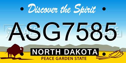 ASG7585 North Dakota License Plate