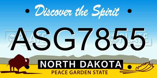 ASG7855 North Dakota License Plate