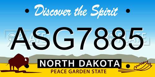 ASG7885 North Dakota License Plate