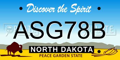 ASG78B North Dakota License Plate