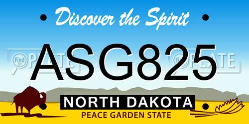 ASG825 North Dakota License Plate