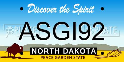 ASGI92 North Dakota License Plate