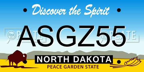 ASGZ55 North Dakota License Plate