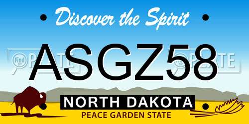 ASGZ58 North Dakota License Plate