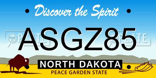 ASGZ85 North Dakota License Plate