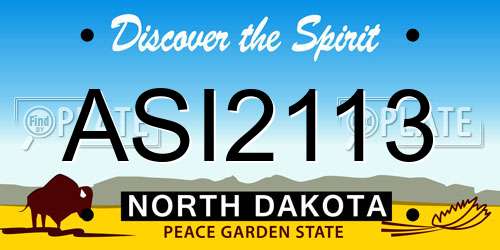 ASI2113 North Dakota License Plate