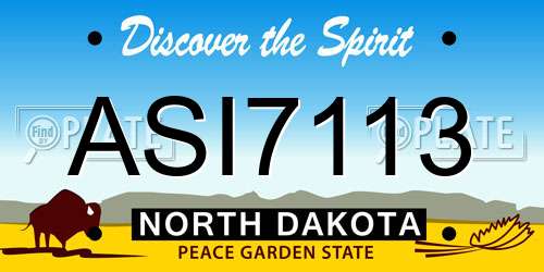 ASI7113 North Dakota License Plate