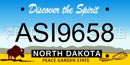 ASI9658 North Dakota License Plate