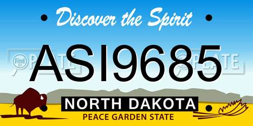 ASI9685 North Dakota License Plate